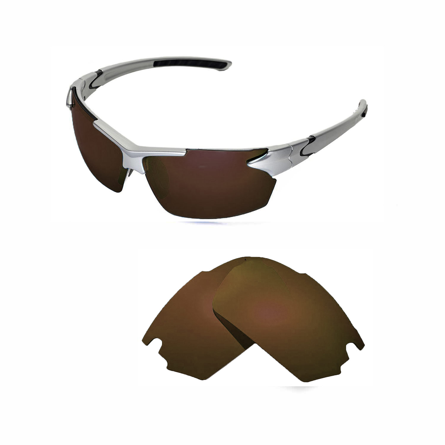 New Walleva Brown Polarized Replacement Lenses For TIFOSI Jet